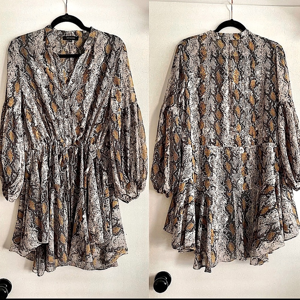 Fab’rik Snakeskin Python Button Down Billowy Ball… - image 5